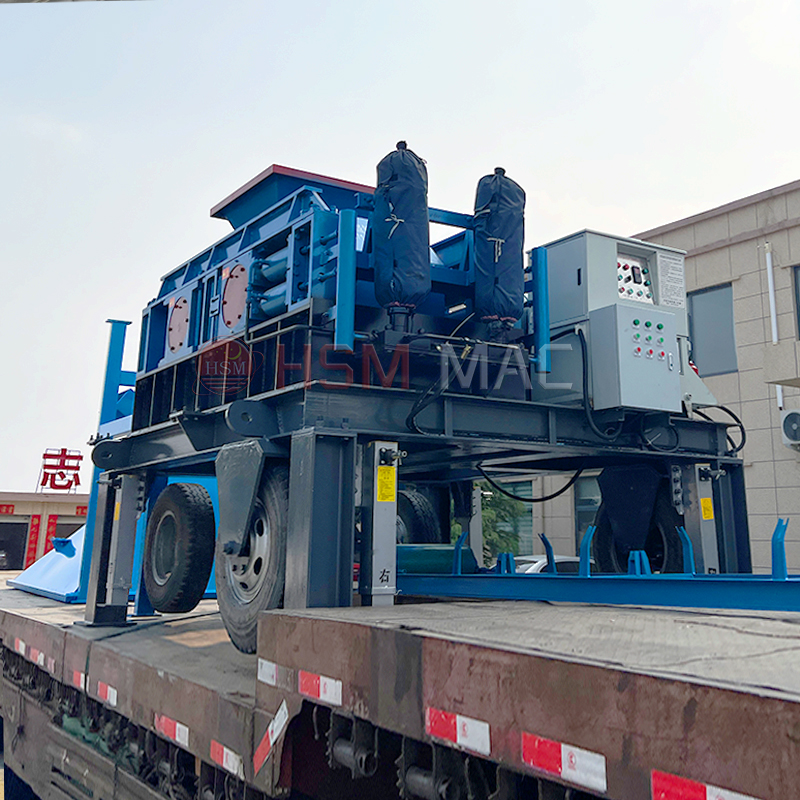 時(shí)產(chǎn)100噸瓜米石移動(dòng)對(duì)輥制砂一體機(jī)型號(hào)怎么選？